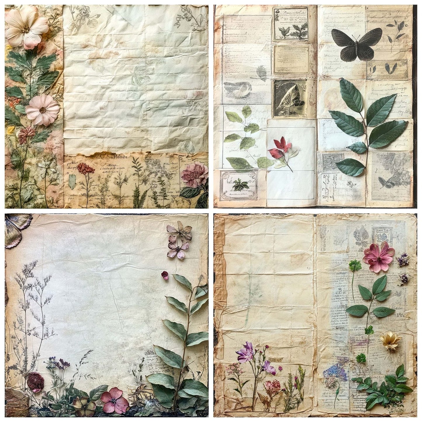 Victorian Decoupage Botanical Scrap Digital Paper Pack (DDD004170)