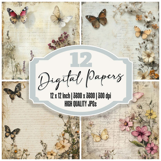 Victorian Decoupage Butterfly Press Digital Paper Pack (DDD004173)