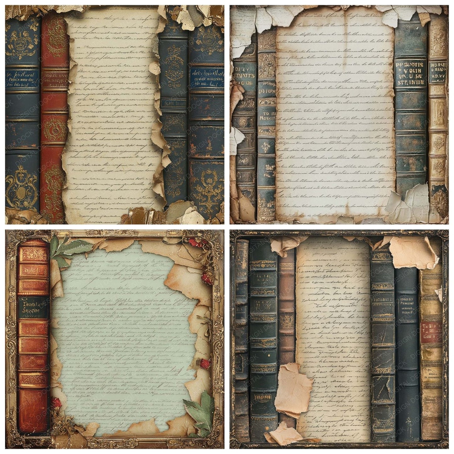 Victorian Decoupage Gilded Letter Stack Digital Paper Pack (DDD004181)