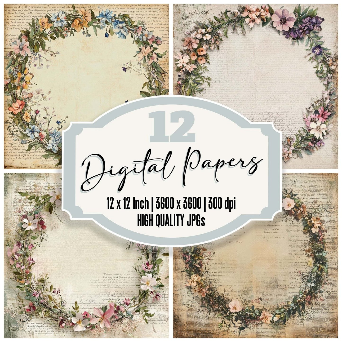 Victorian Decoupage Lace Garland Digital Paper Pack (DDD004187)
