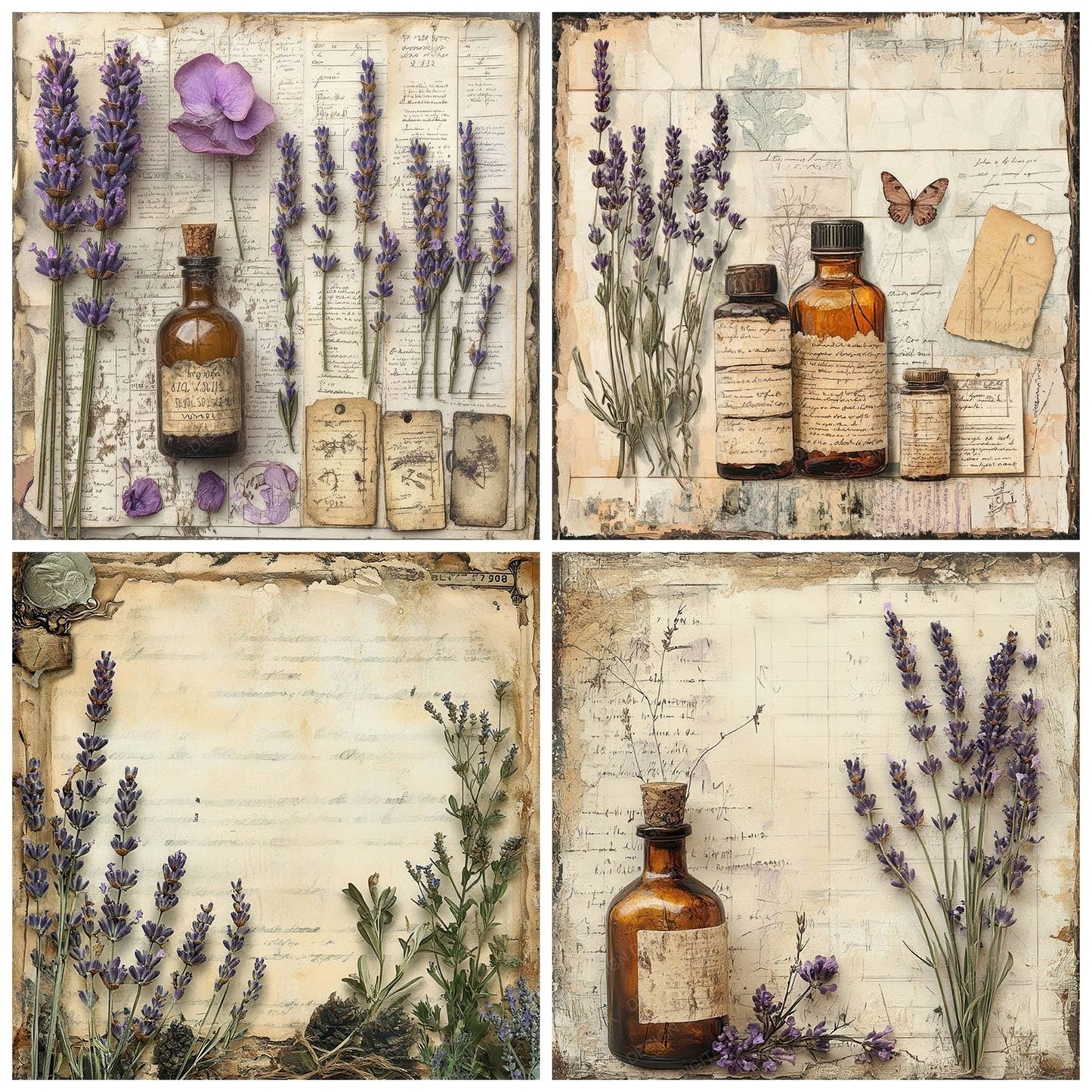 Victorian Decoupage Lavender Apothecary Digital Paper Pack (DDD004188)