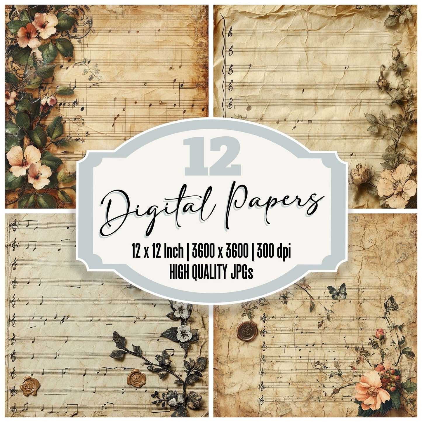 Victorian Decoupage Music Box Paper Digital Paper Pack (DDD004192)