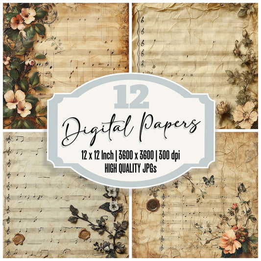 Victorian Decoupage Music Box Paper Digital Paper Pack (DDD004192)