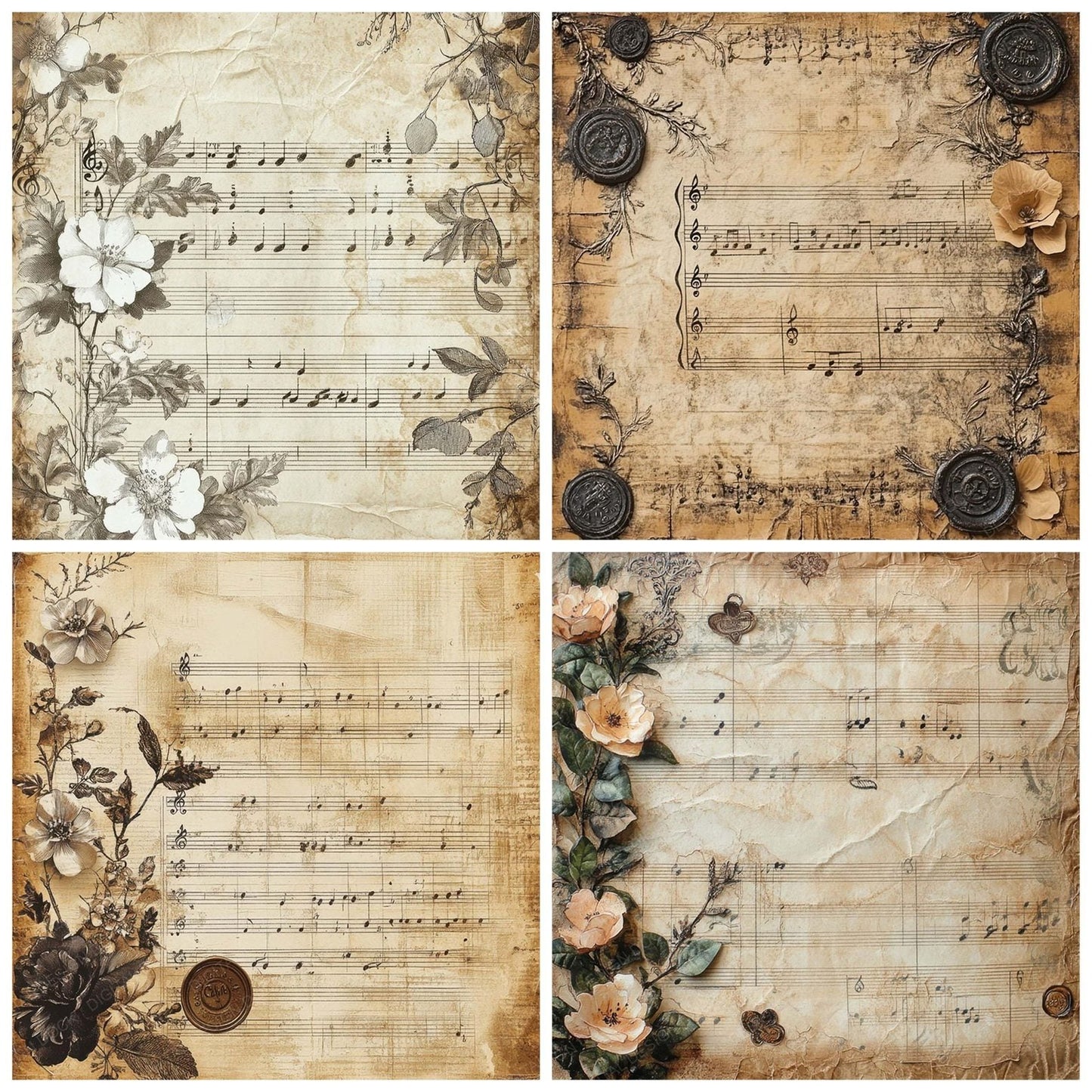 Victorian Decoupage Music Box Paper Digital Paper Pack (DDD004192)