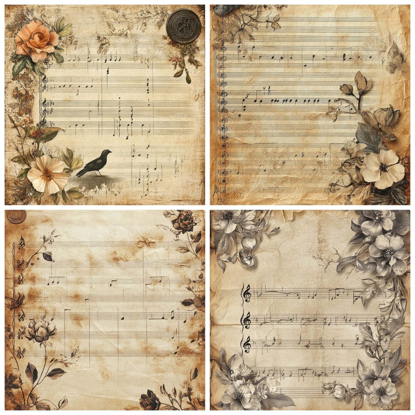 Victorian Decoupage Music Box Paper Digital Paper Pack (DDD004192)