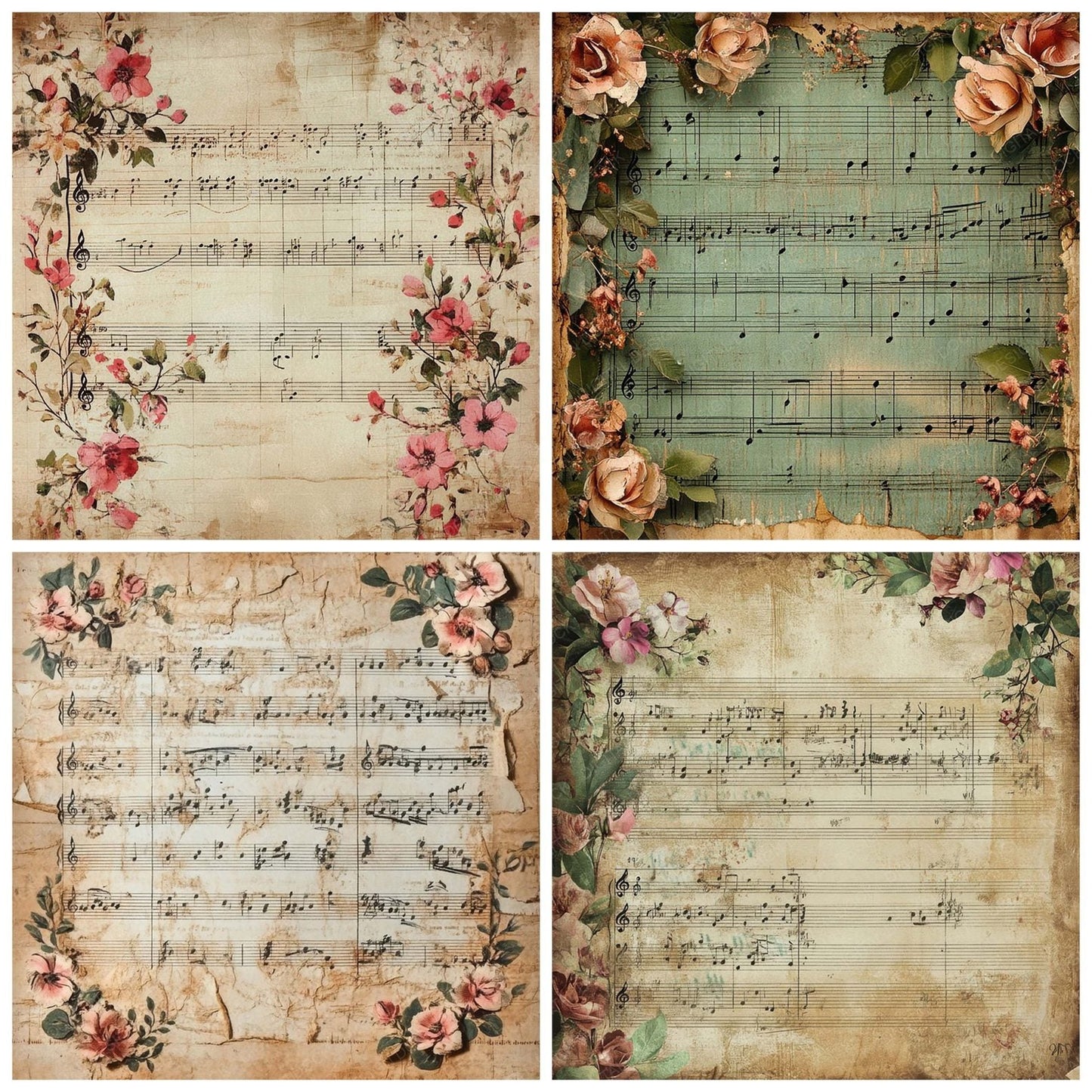 Victorian Decoupage Music Curtain Digital Paper Pack (DDD004193)