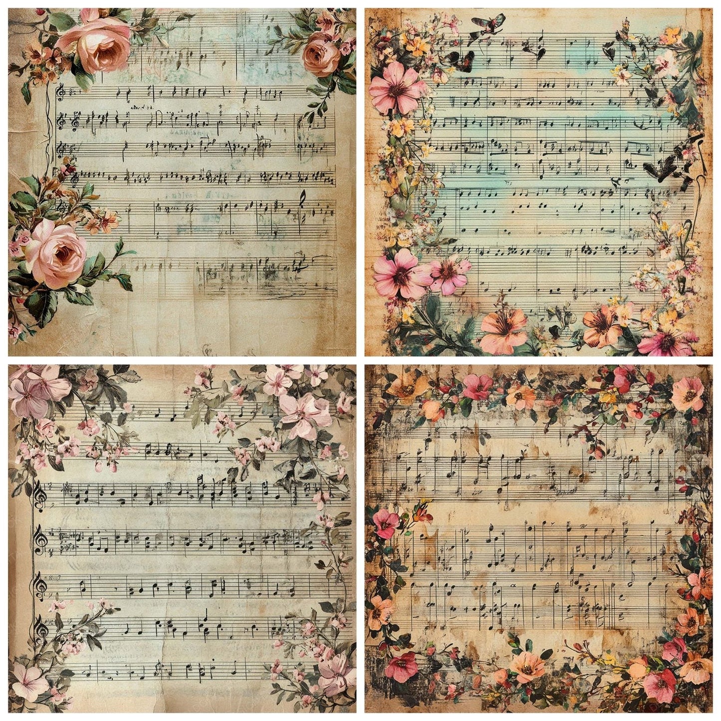 Victorian Decoupage Music Curtain Digital Paper Pack (DDD004193)