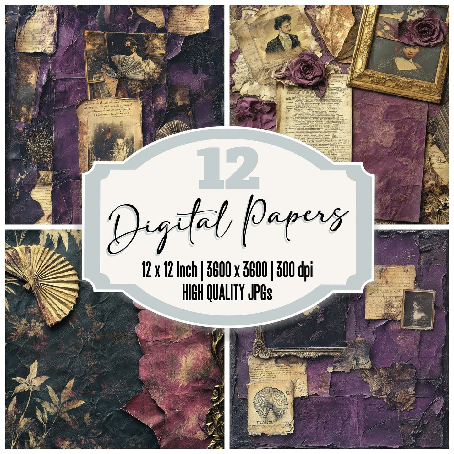 Victorian Decoupage Opera Flyer Digital Paper Pack (DDD004195)