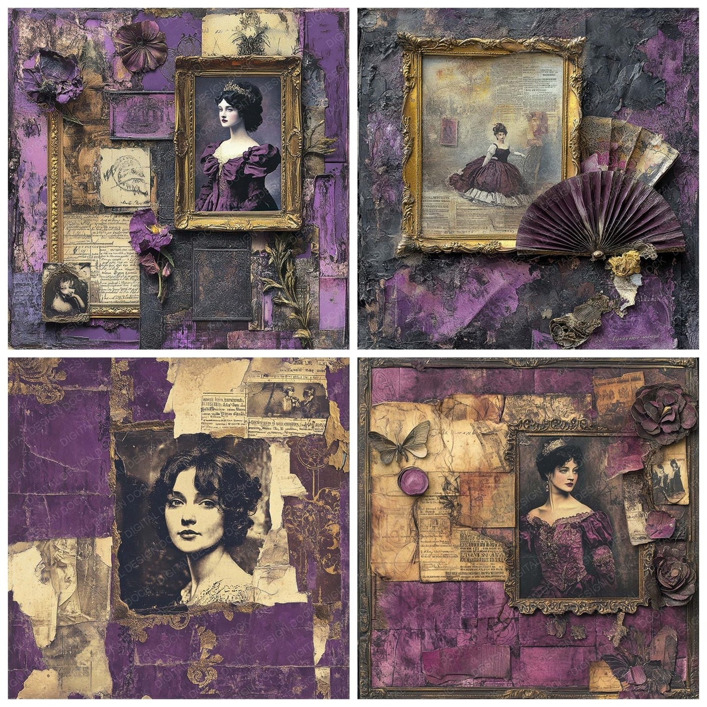 Victorian Decoupage Opera Flyer Digital Paper Pack (DDD004195)