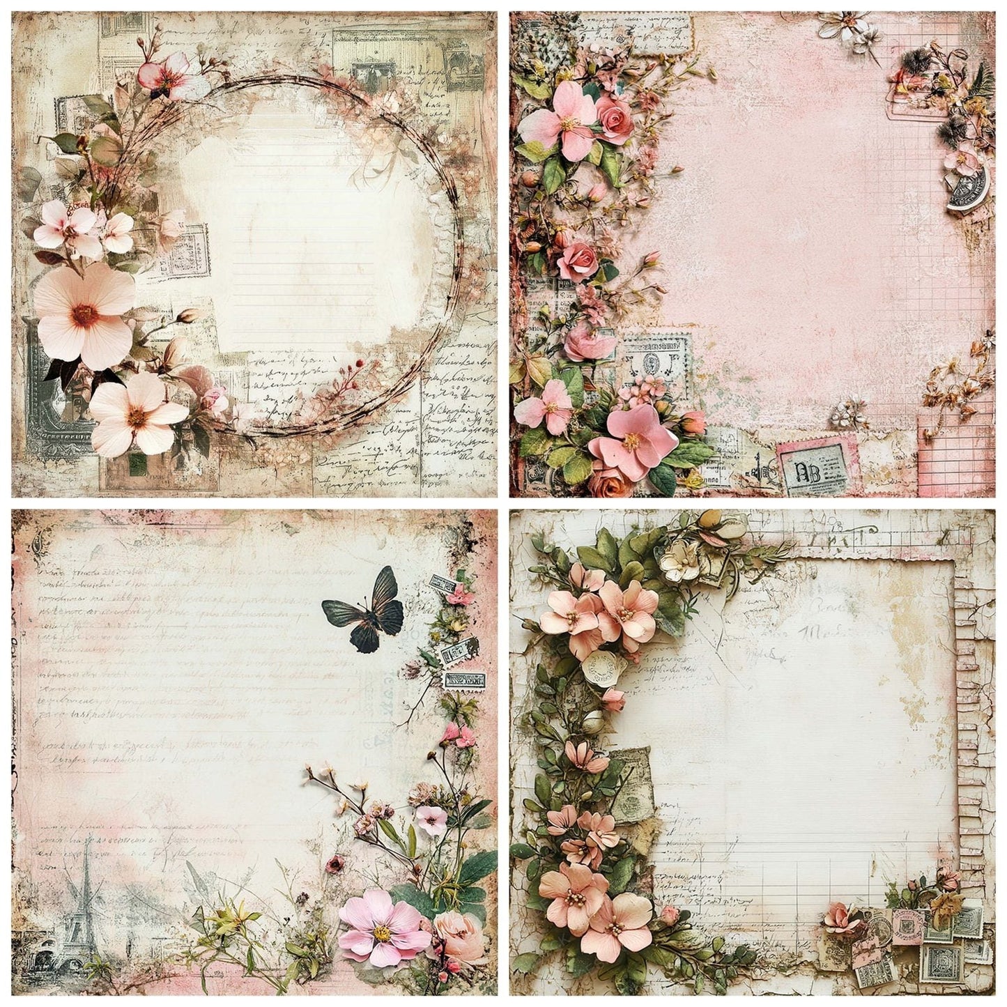 Victorian Decoupage Parisian Appliqué Digital Paper Pack (DDD004196)
