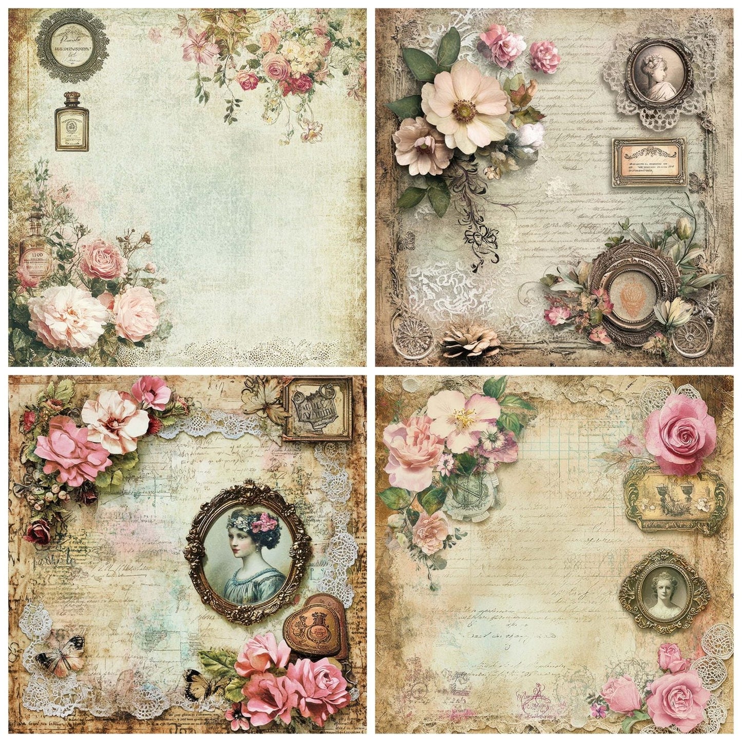 Victorian Decoupage Perfume Label Digital Paper Pack (DDD004199)