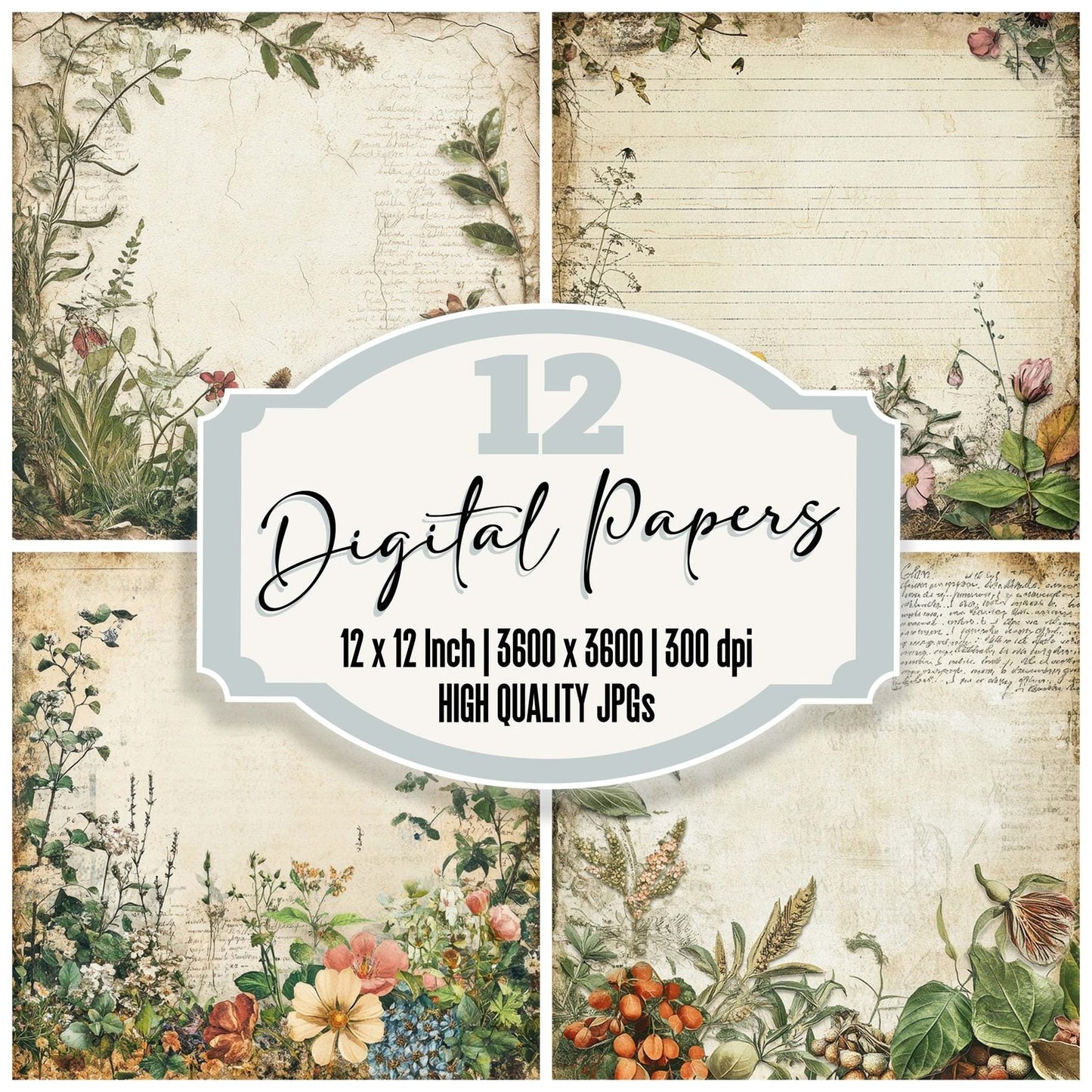 Victorian Decoupage Seed Packet Digital Paper Pack (DDD004207)