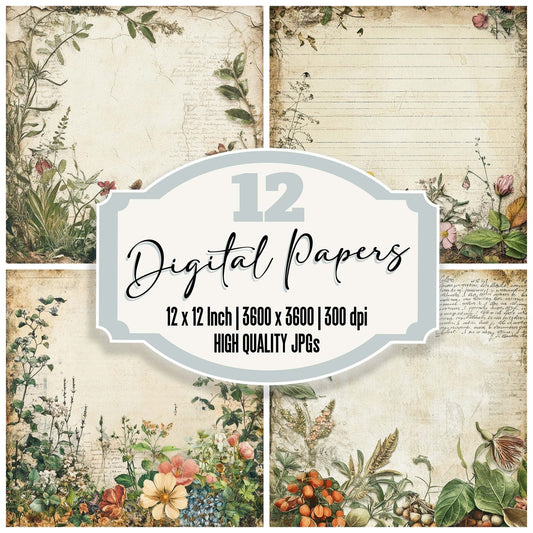 Victorian Decoupage Seed Packet Digital Paper Pack (DDD004207)