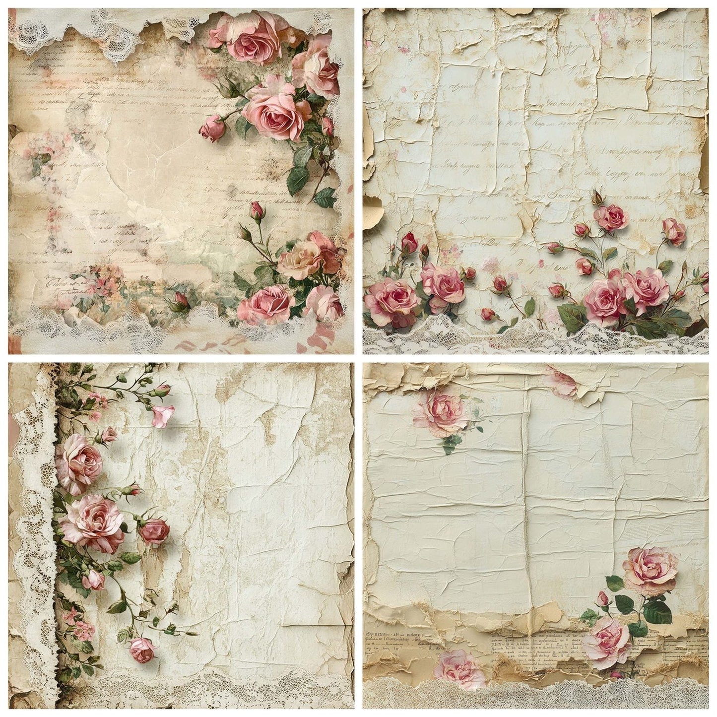 Victorian Decoupage Tea Stain Paper Digital Paper Pack (DDD004209)