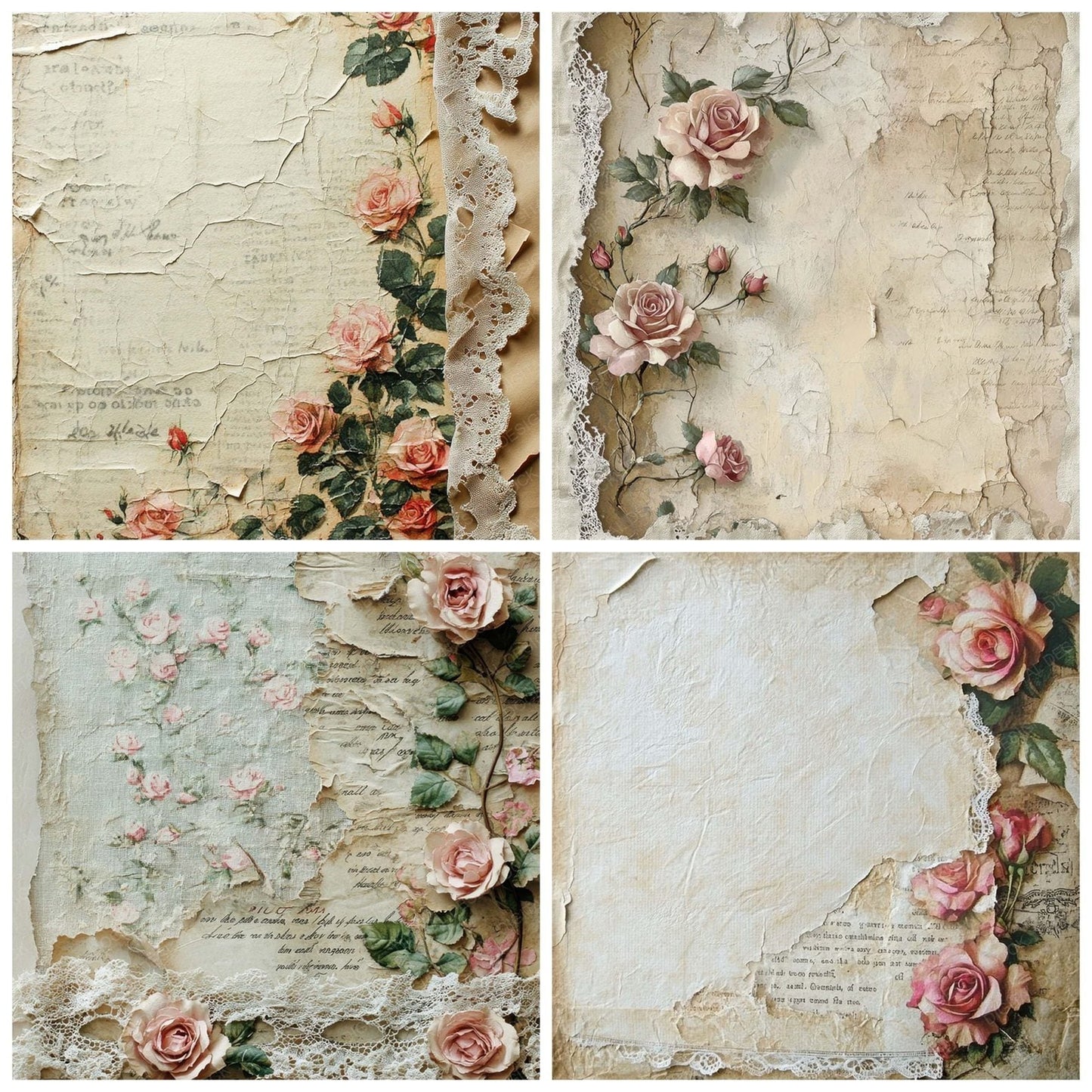 Victorian Decoupage Tea Stain Paper Digital Paper Pack (DDD004209)