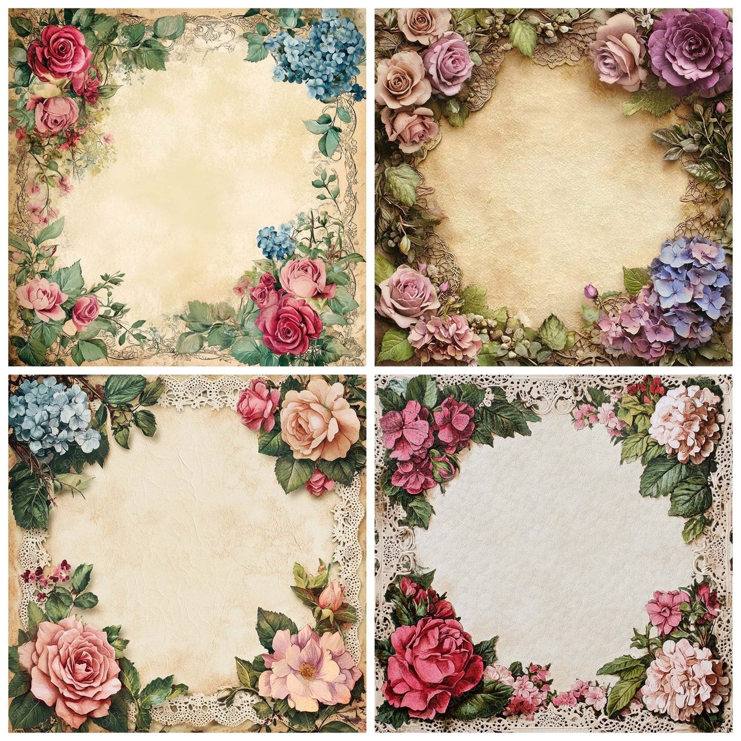 Victorian Decoupage Victorian Floral Digital Paper Pack (DDD004210)