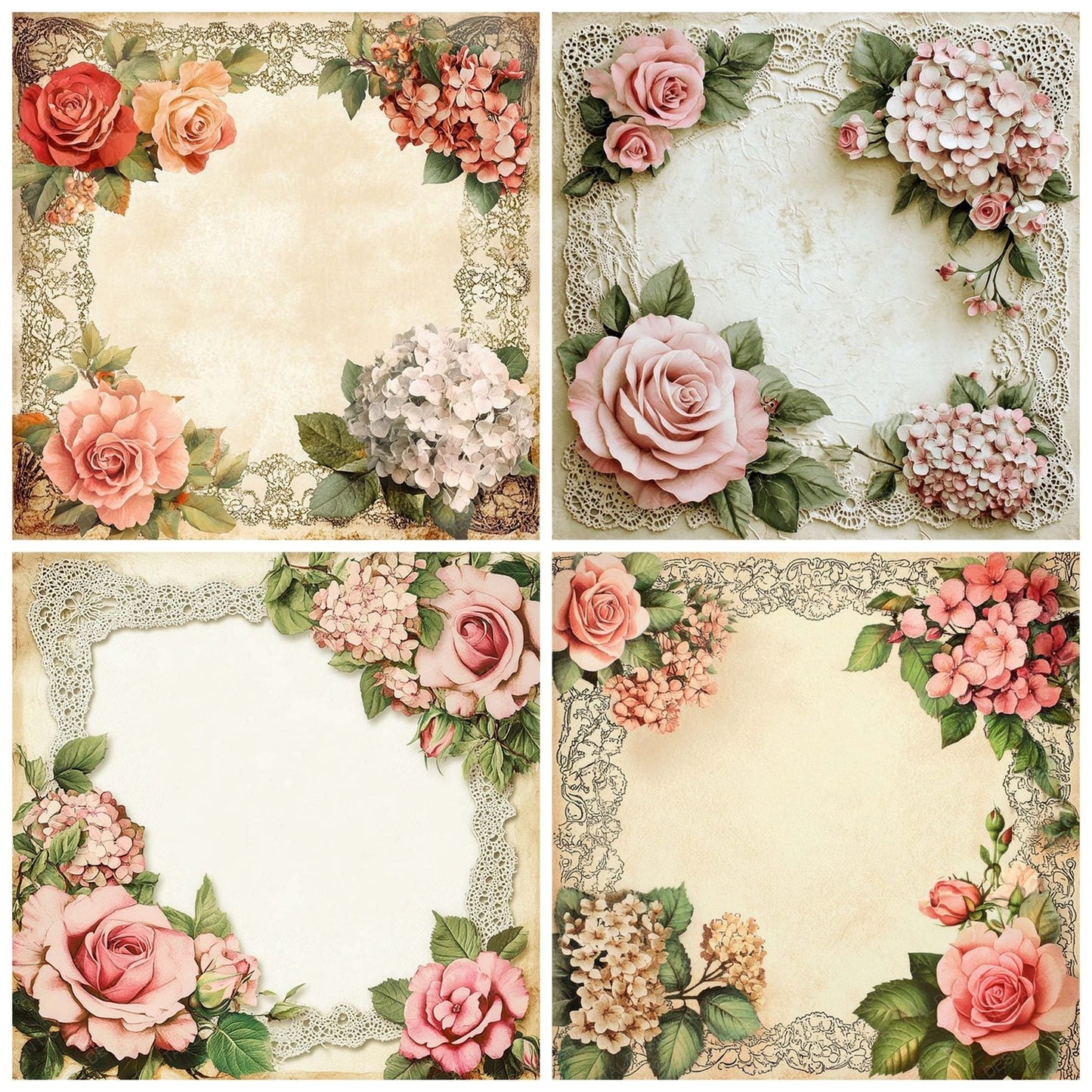 Victorian Decoupage Victorian Floral Digital Paper Pack (DDD004210)