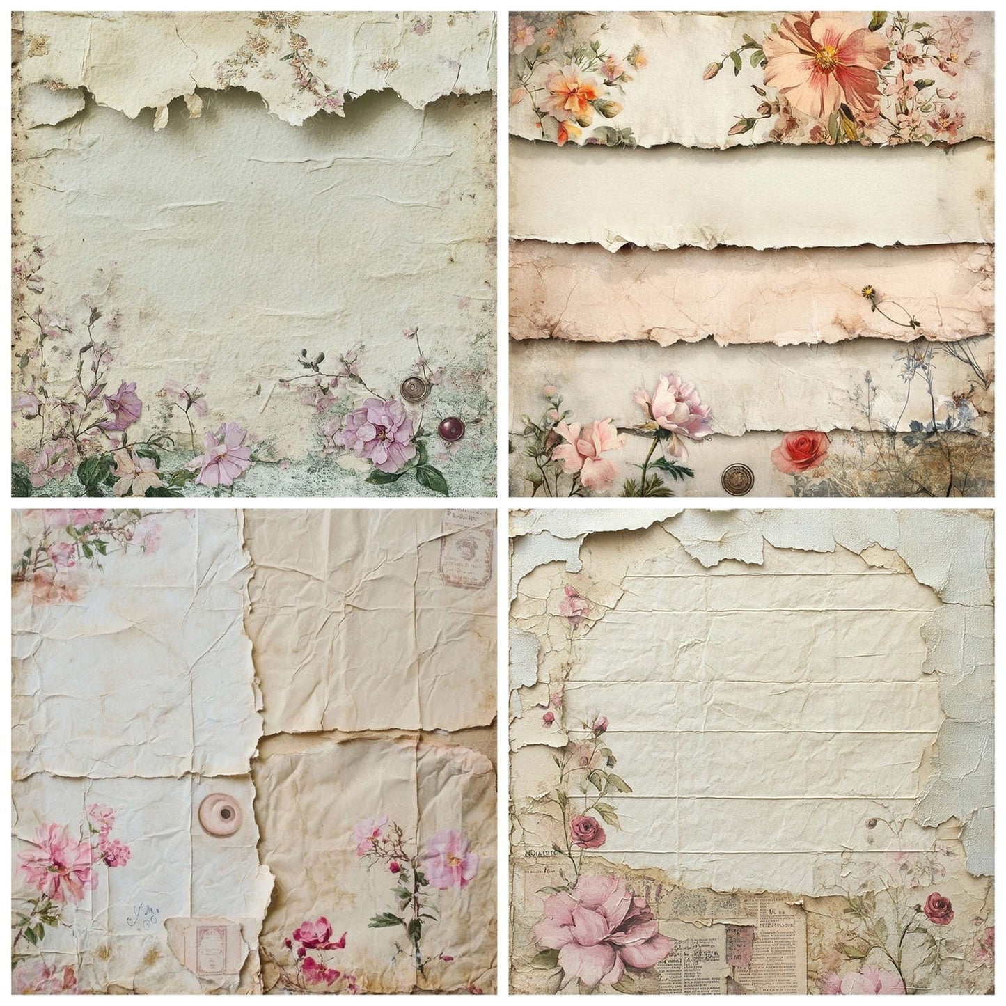 Victorian Decoupage Wallpaper Postcard Digital Paper Pack (DDD004211)