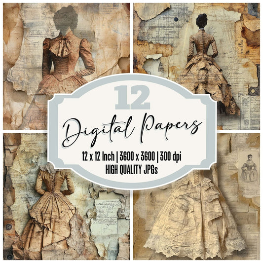 Victorian Dress Pattern Digital Paper Pack (DDD004213)