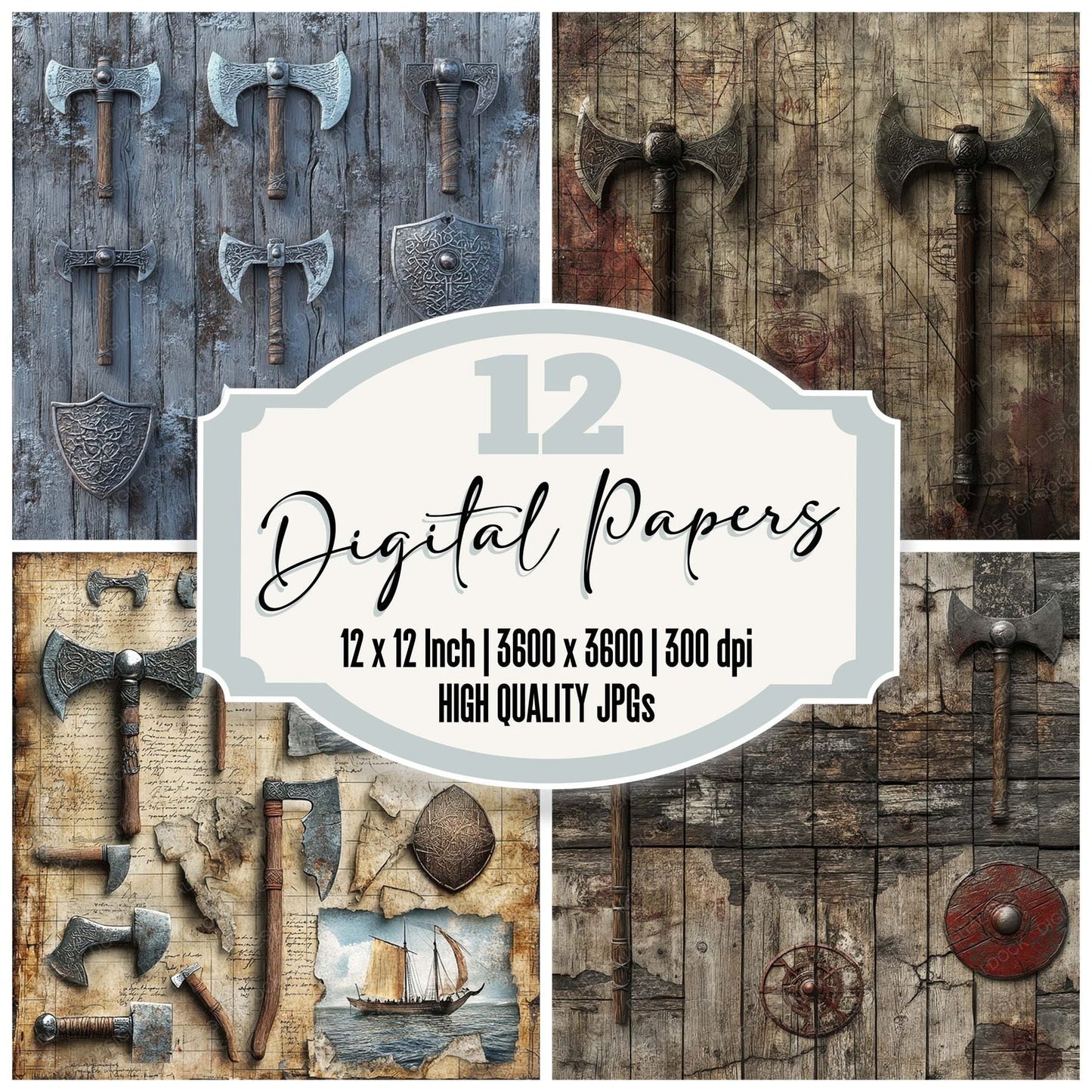 Viking Axe Shield Digital Paper Pack (DDD004220)