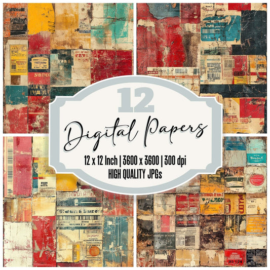 Vintage Box Labels Digital Paper Pack (DDD004226)