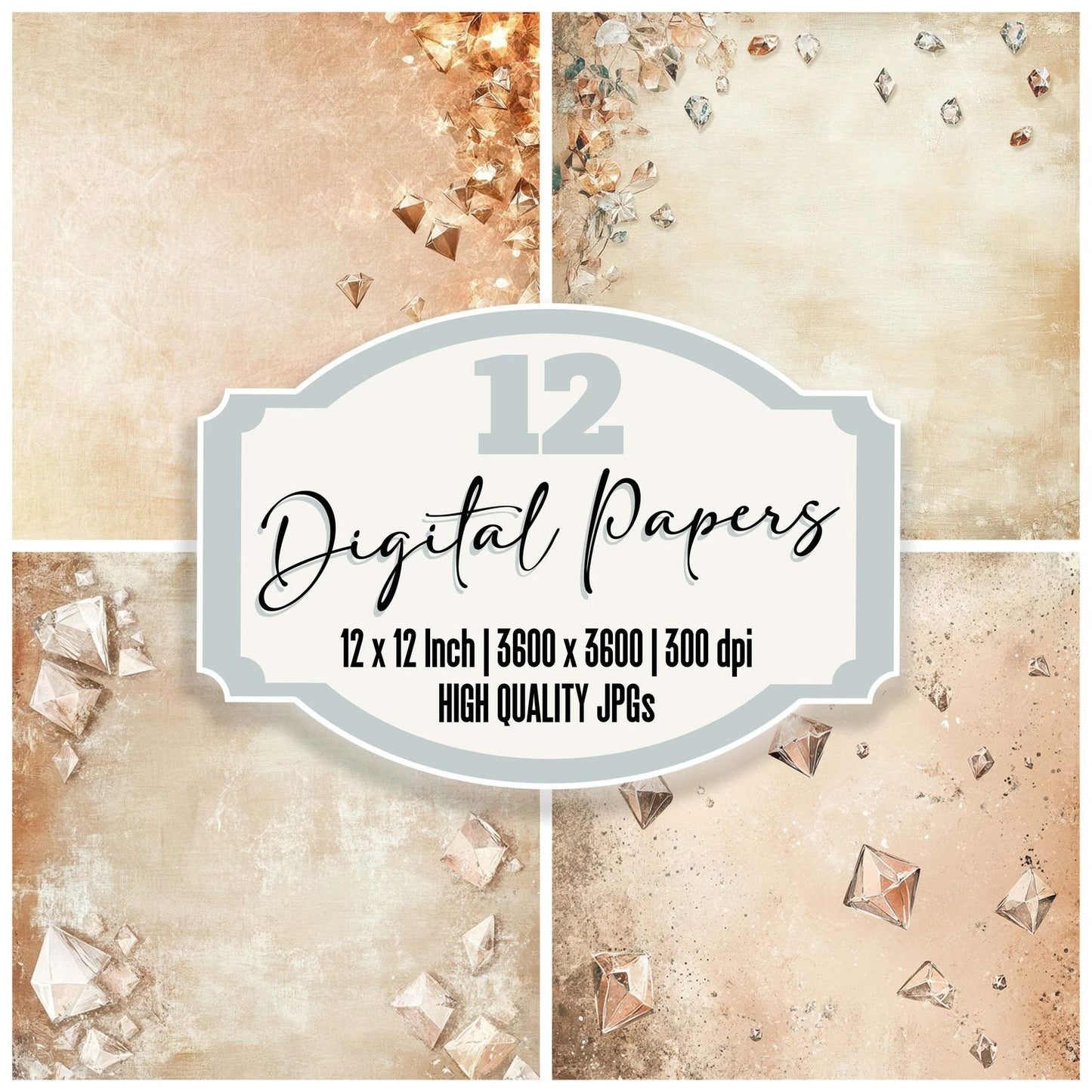 Vintage Diamond Blush Digital Paper Pack (DDD004229)
