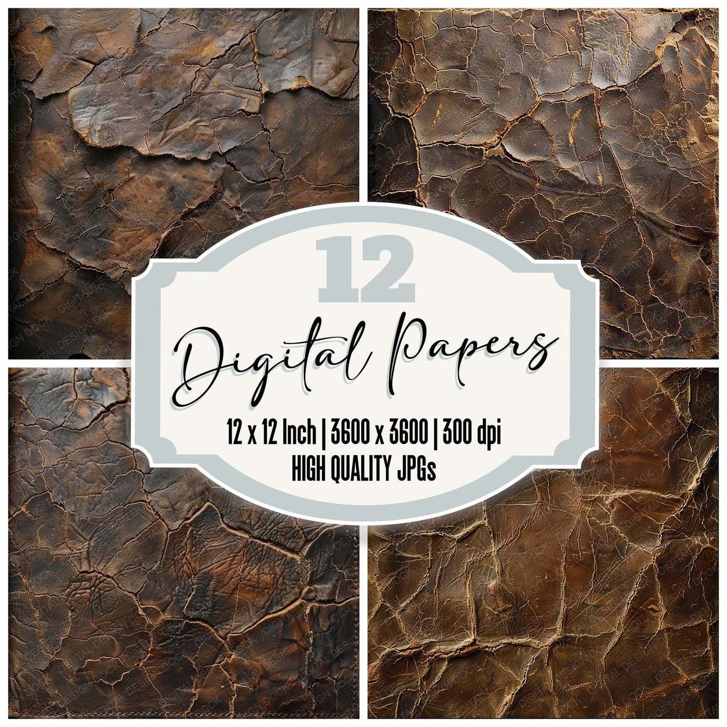 Vintage Digital Paper Aged Leather Digital Paper Pack (DDD004231)