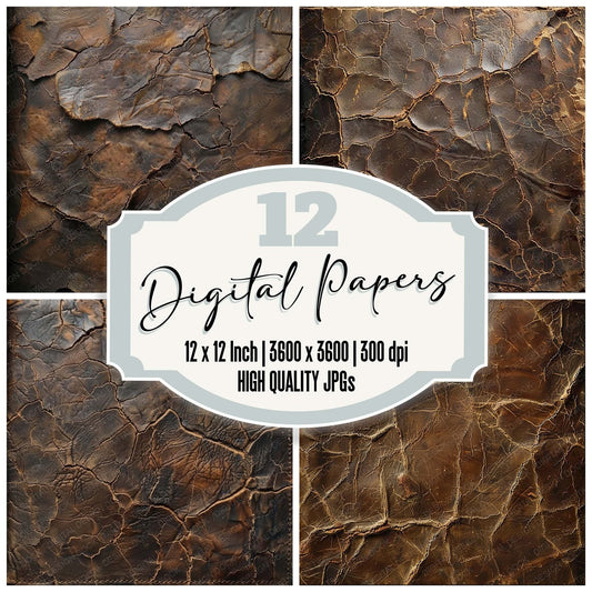 Vintage Digital Paper Aged Leather Digital Paper Pack (DDD004231)