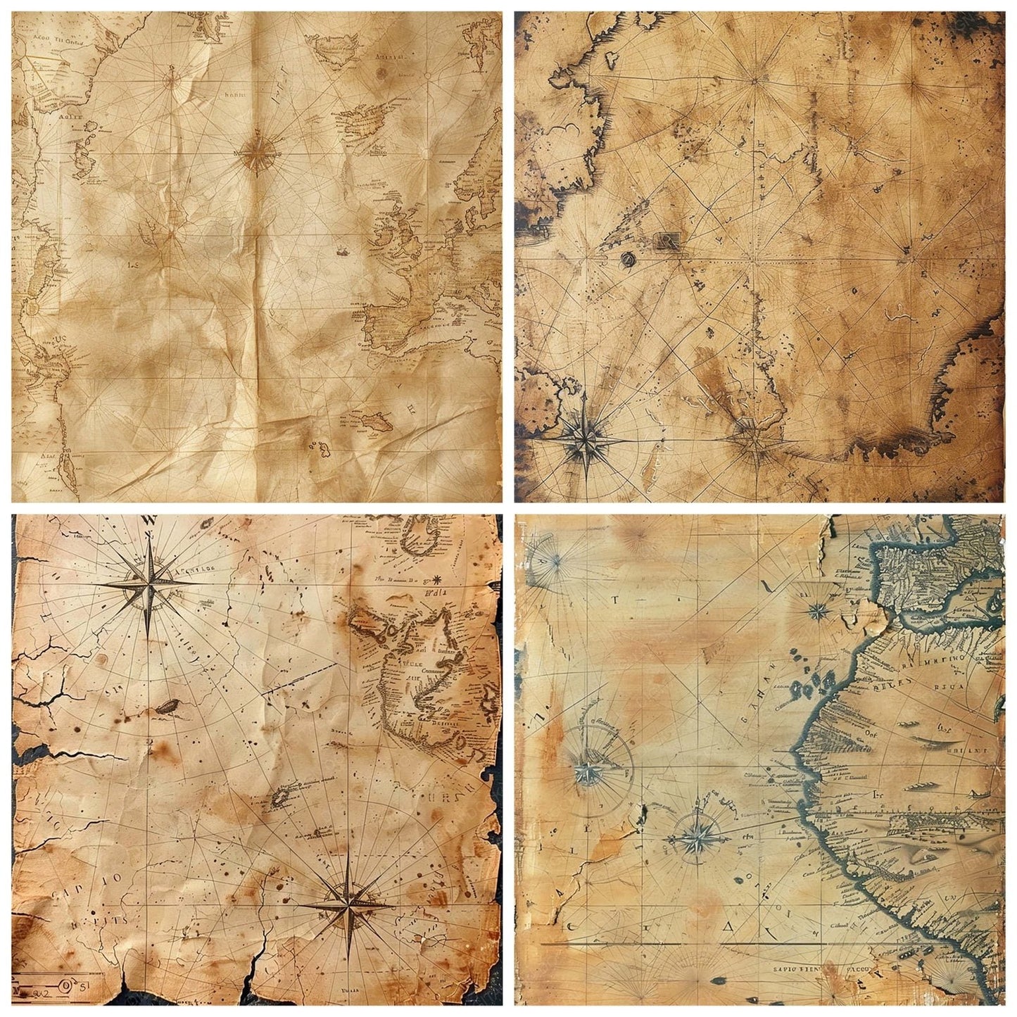 Vintage Digital Paper Antique Map Digital Paper Pack (DDD004235)