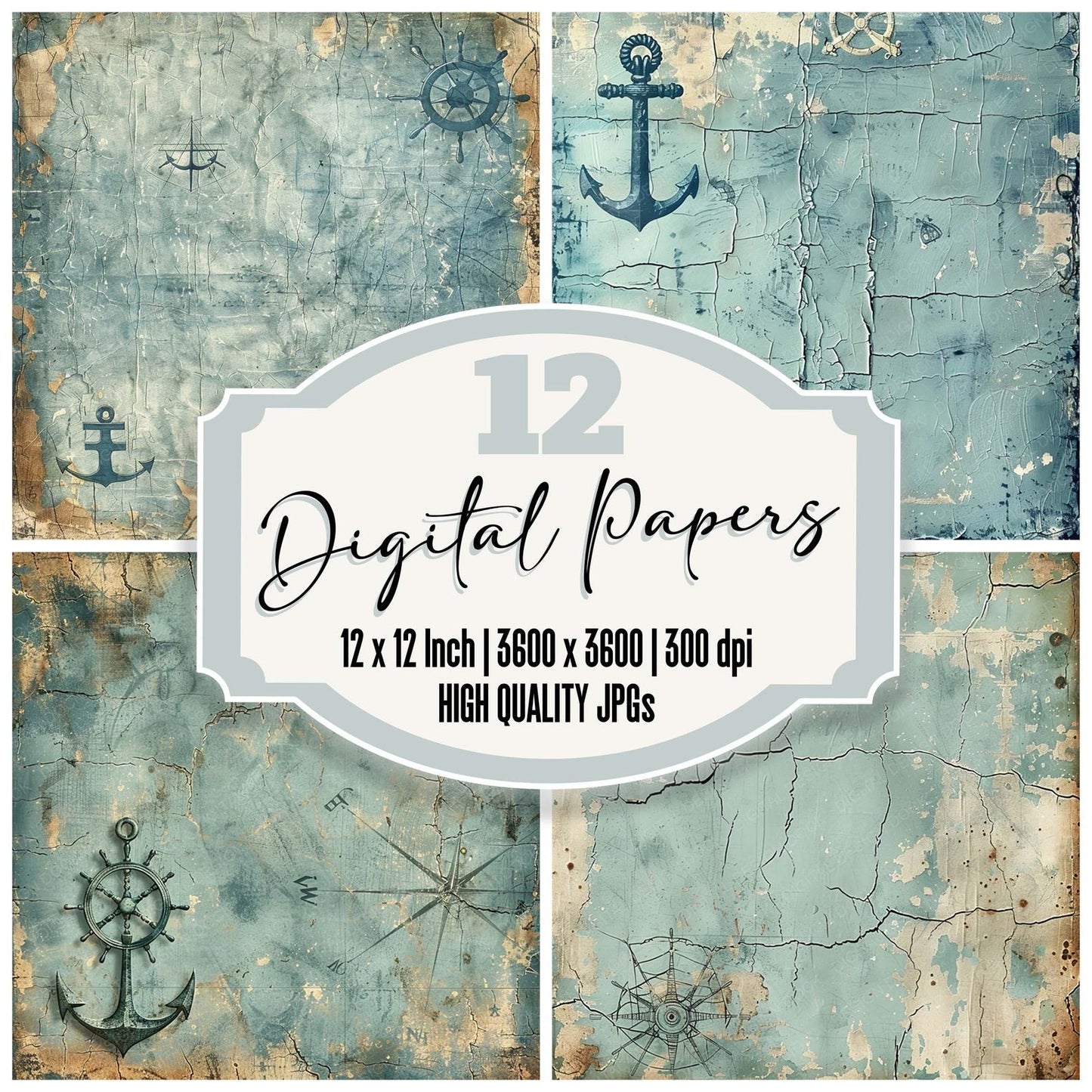 Vintage Digital Paper Antique Nautical Digital Paper Pack (DDD004236)
