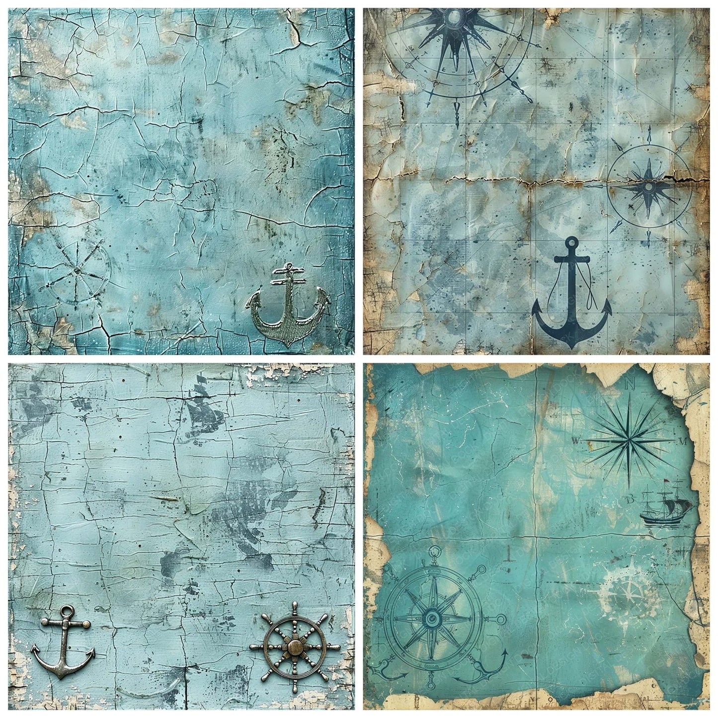 Vintage Digital Paper Antique Nautical Digital Paper Pack (DDD004236)