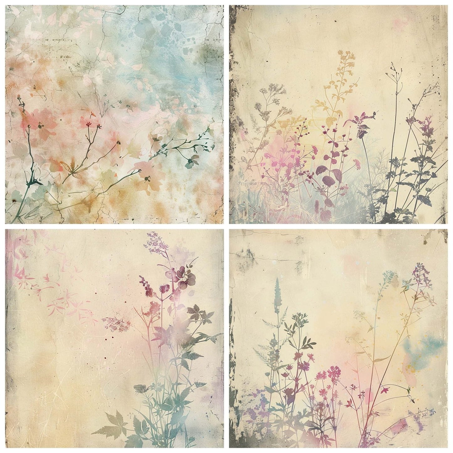 Vintage Digital Paper Botanical Ink Wash Digital Paper Pack (DDD004239)