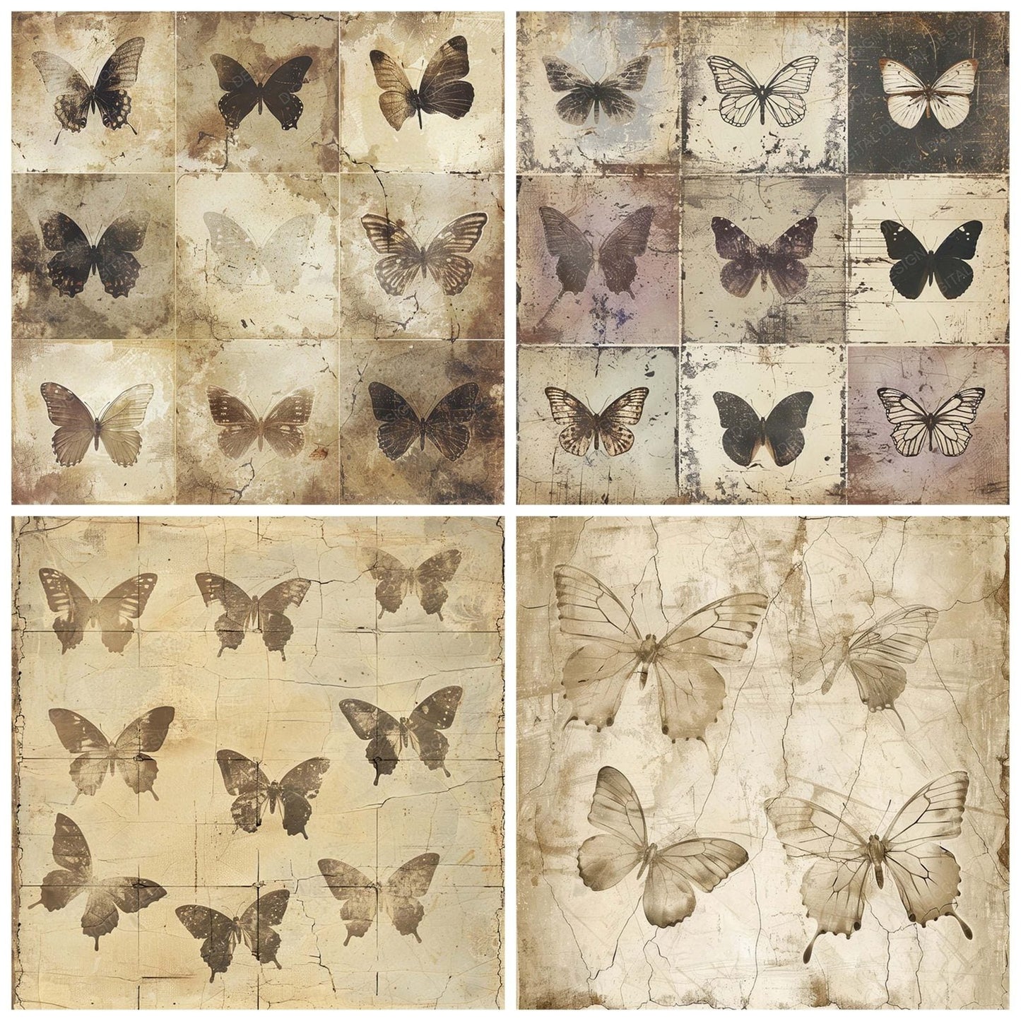 Vintage Digital Paper Butterflies Digital Paper Pack (DDD004242)