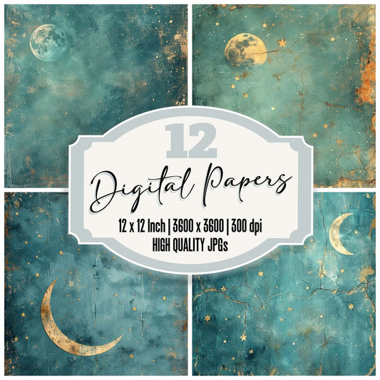 Vintage Digital Paper Celestial Digital Paper Pack (DDD004243)