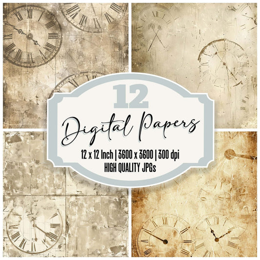 Vintage Digital Paper Clocks Digital Paper Pack (DDD004245)