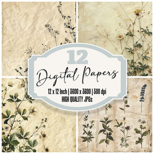 Vintage Digital Paper Delicate Wildflower Digital Paper Pack (DDD004248)