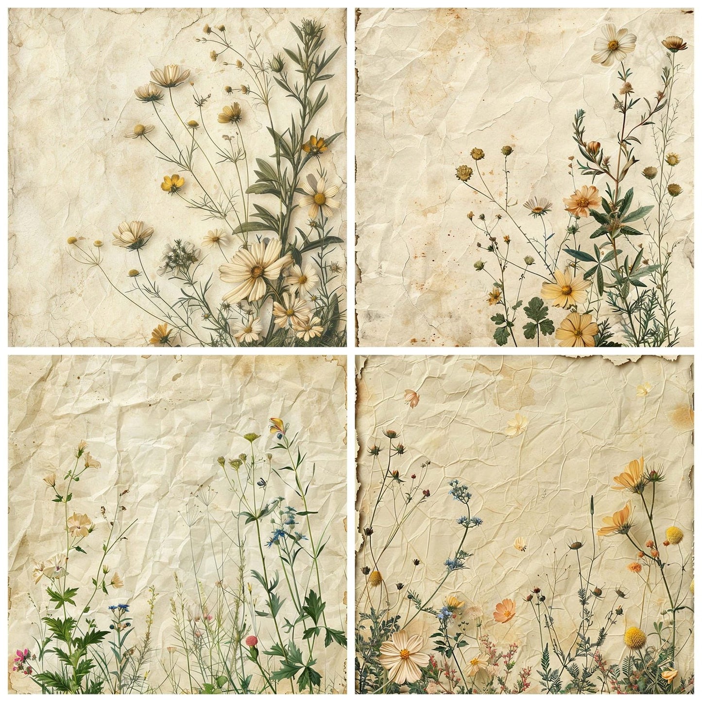 Vintage Digital Paper Delicate Wildflower Digital Paper Pack (DDD004248)