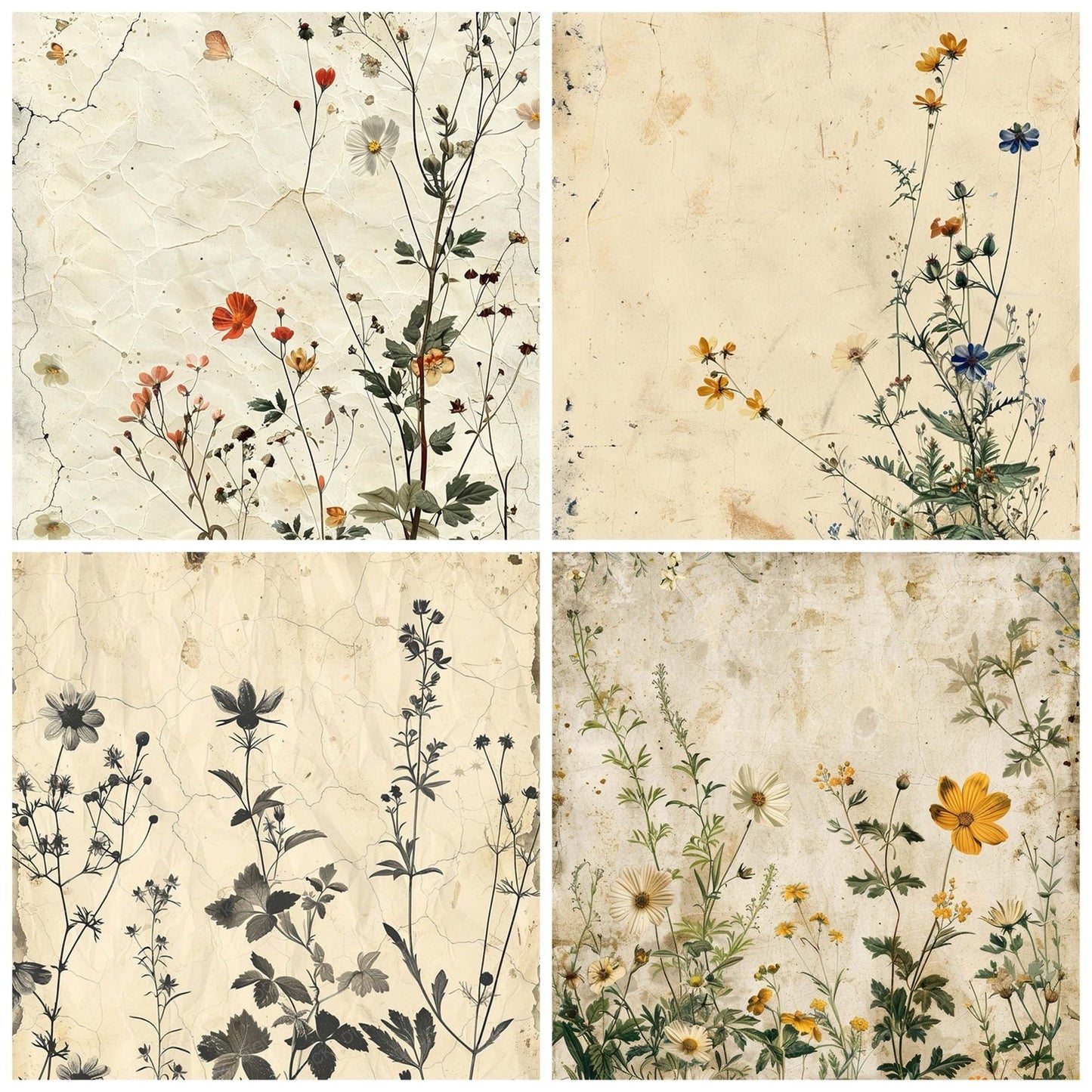 Vintage Digital Paper Delicate Wildflower Digital Paper Pack (DDD004248)