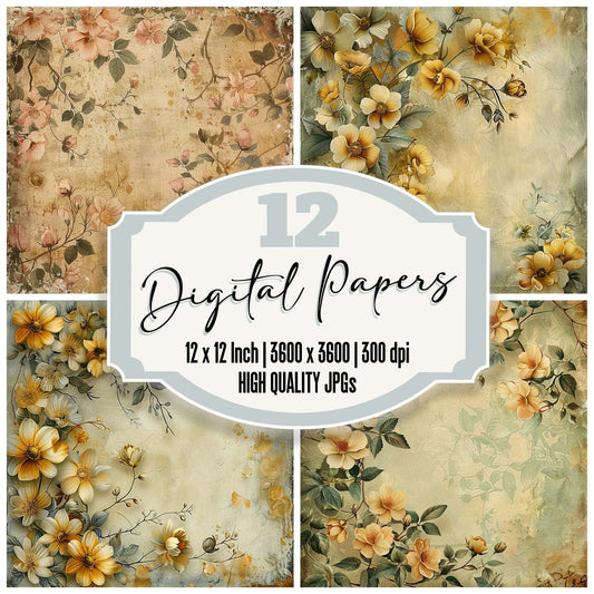 Vintage Digital Paper Gold Accents Digital Paper Pack (DDD004255)