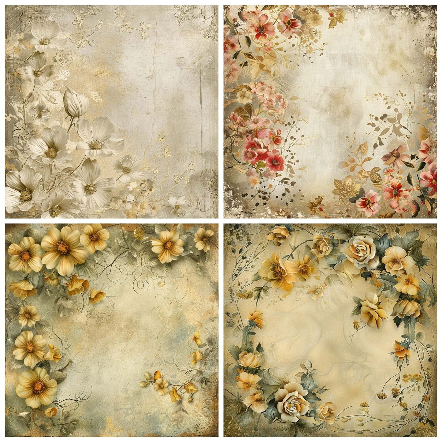Vintage Digital Paper Gold Accents Digital Paper Pack (DDD004255)