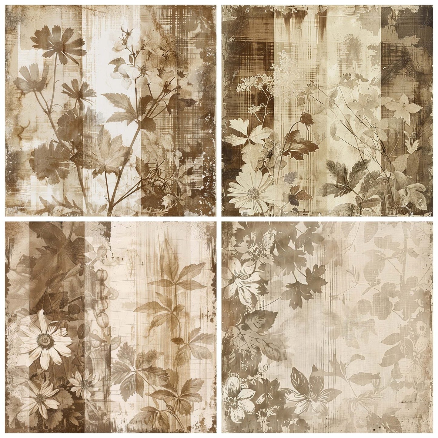 Vintage Digital Paper Layered Floral Vintage Digital Paper Pack (DDD004258)