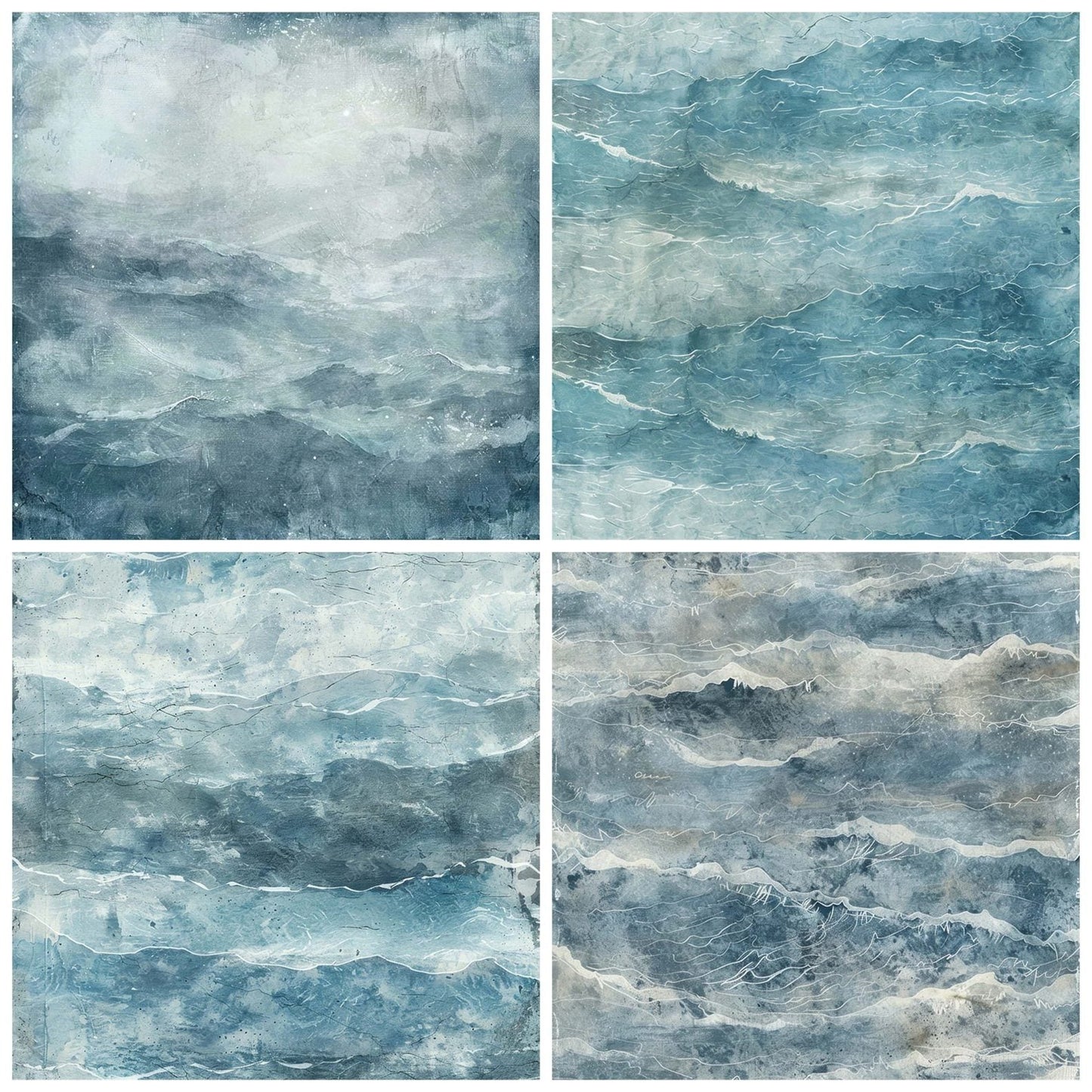Vintage Digital Paper Ocean Waves Digital Paper Pack (DDD004269)