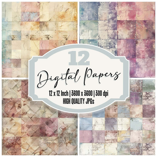 Vintage Digital Paper Quilt Pattern Digital Paper Pack (DDD004278)
