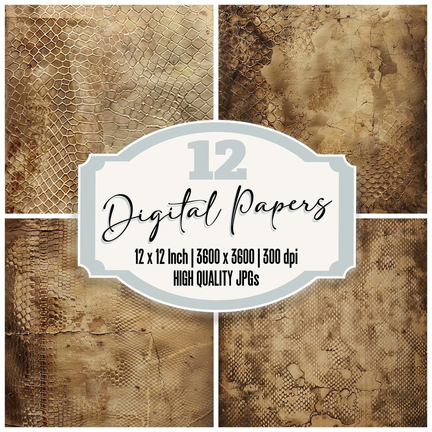 Vintage Digital Paper Snakeskin Print Digital Paper Pack (DDD004284)