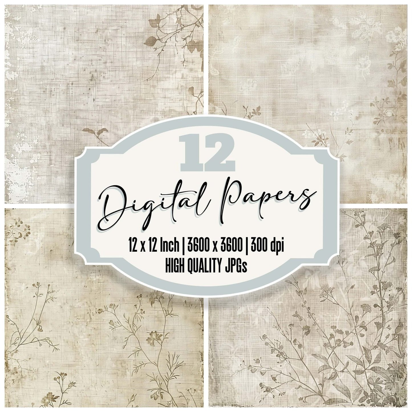 Vintage Digital Paper Soft Beige Linen Fabric Digital Paper Pack (DDD004285)