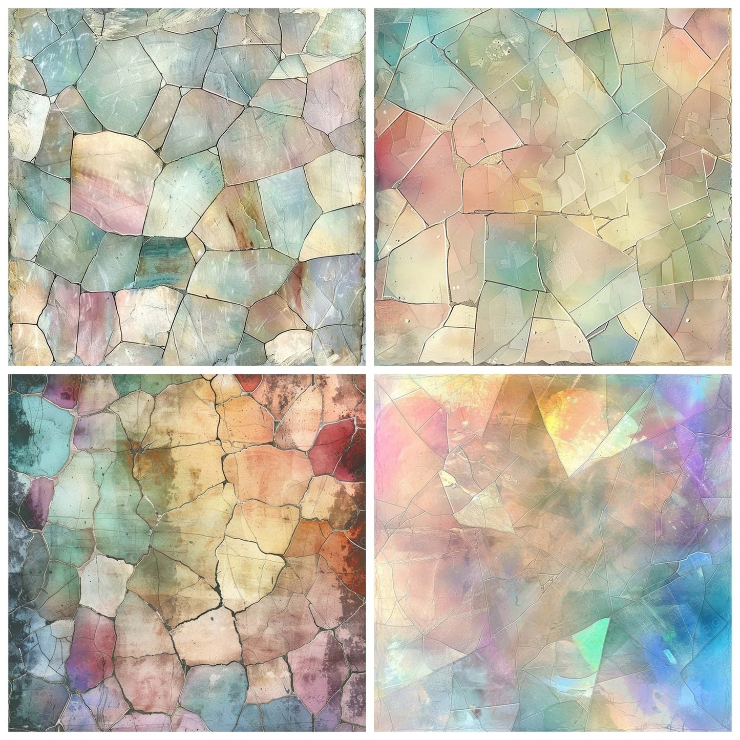 Vintage Digital Paper Stained Glass Digital Paper Pack (DDD004289)