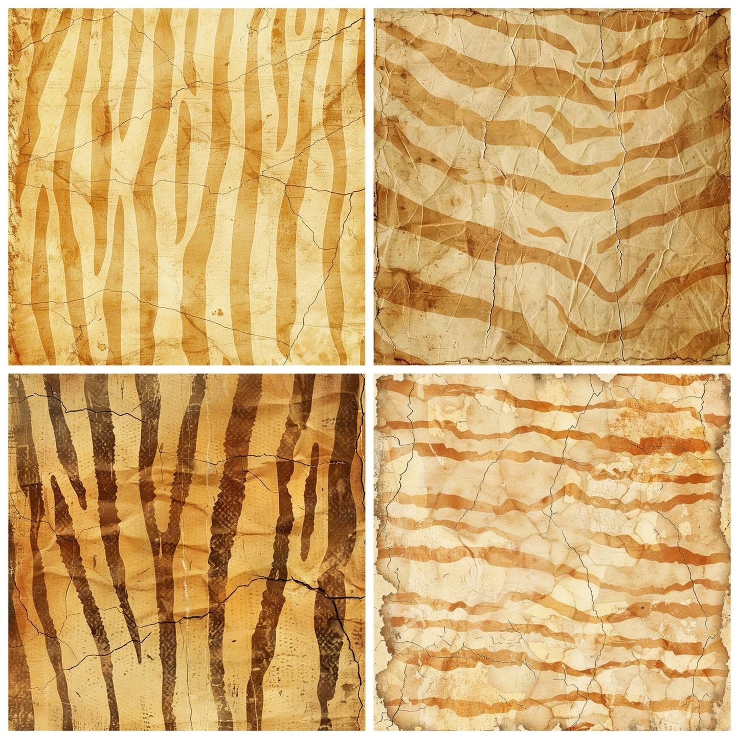 Vintage Digital Paper Tiger Stripes Print Digital Paper Pack (DDD004291)