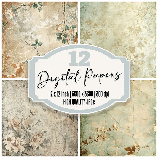 Vintage Digital Paper Vintage Wallpaper Digital Paper Pack (DDD004293)