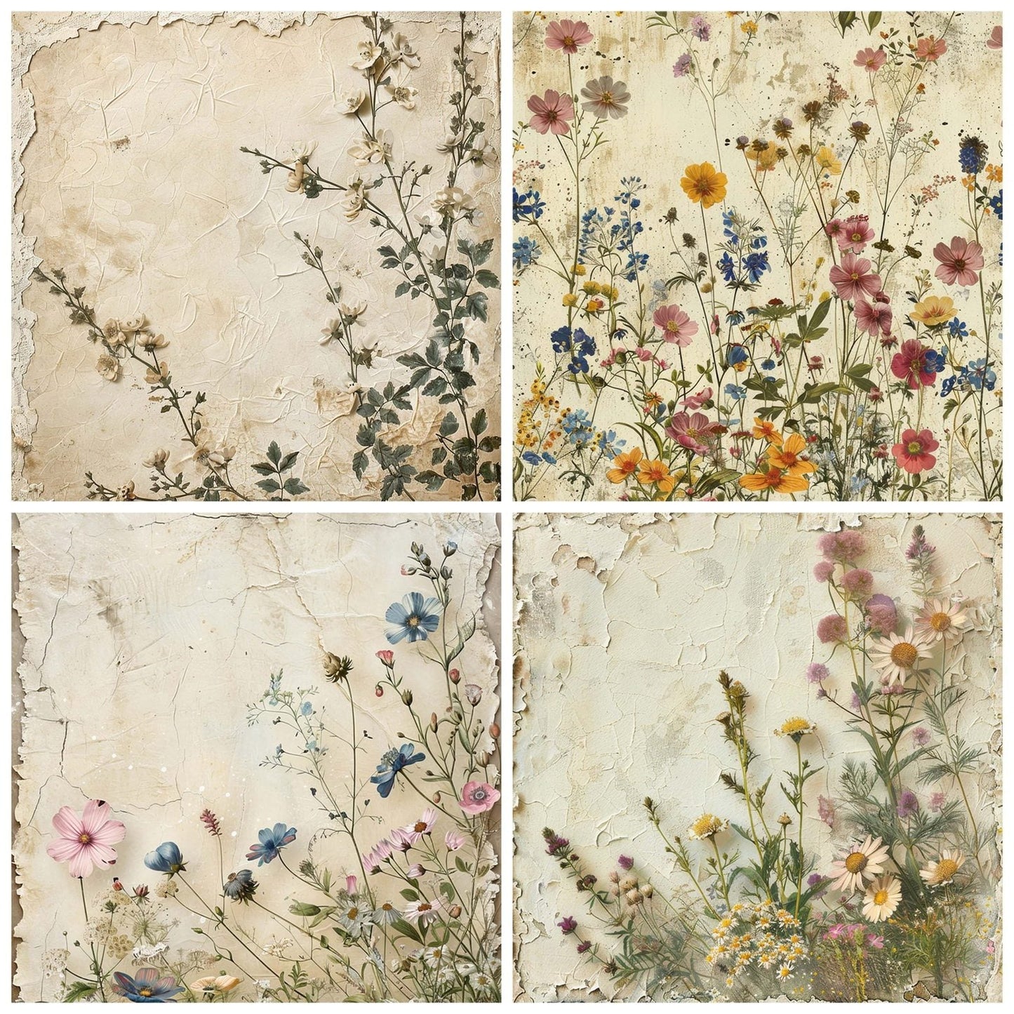 Vintage Digital Paper Wildflowers Digital Paper Pack (DDD004294)