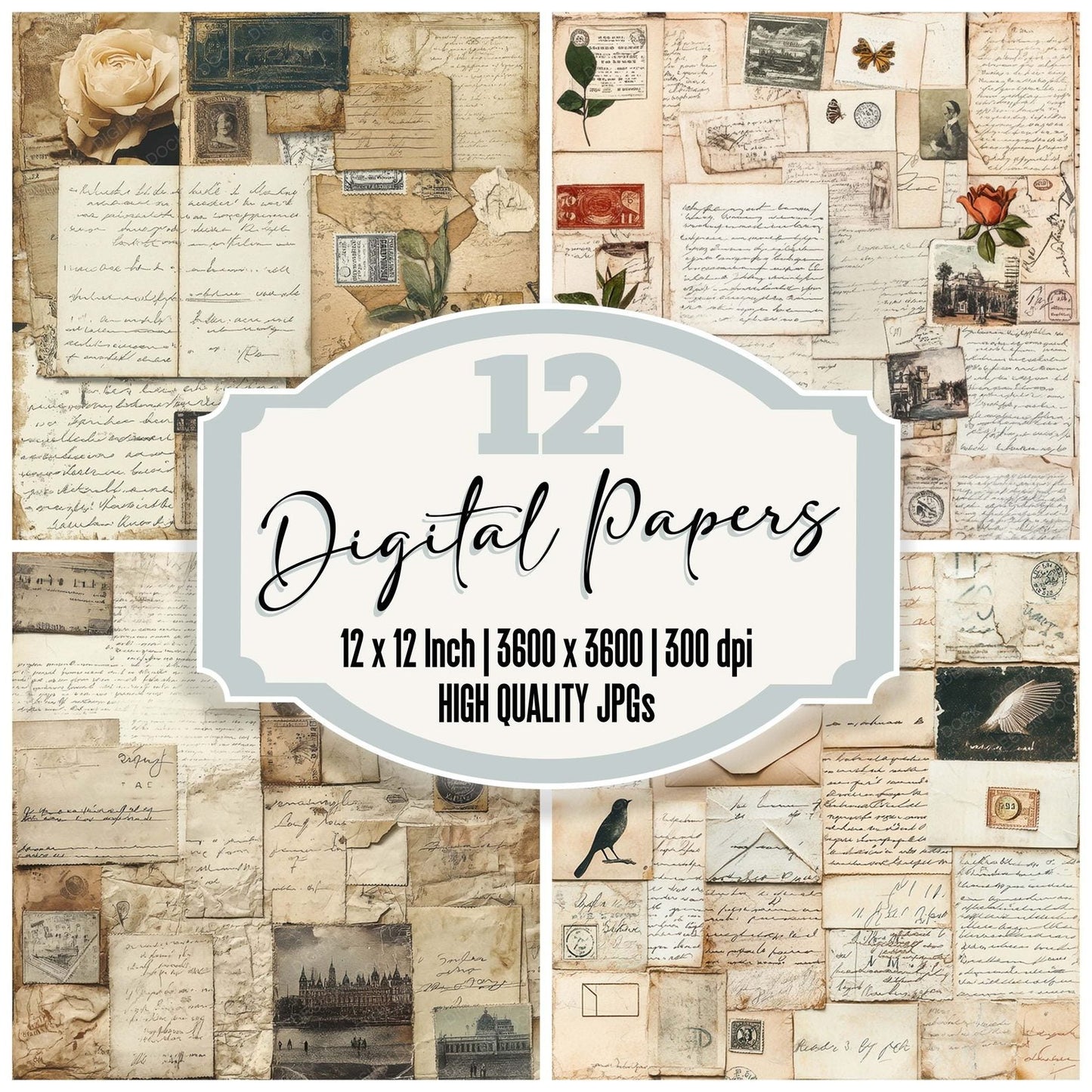 Vintage Ephemera Digital Paper Pack (DDD004296)